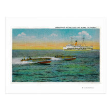 Speed Boating in Catalina Island, California Postcard