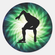 Speed Skater Gift Round Stickers