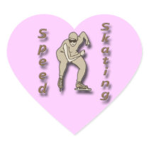 Speed Skating brown Heart Sticker