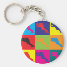 Speed Skating Pop Art Keychain