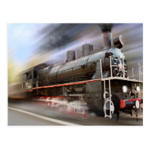 Speeding Train Post Card postcards