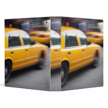 Speeding Yellow NY City Taxi Cab with Motion Blur Binders