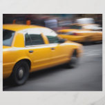 Speeding Yellow NY City Taxi Cab with Motion Blur Flyers