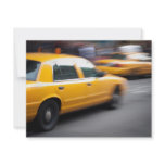 Speeding Yellow NY City Taxi Cab with Motion Blur invitations