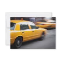 Speeding Yellow NY City Taxi Cab with Motion Blur Personalized Invitations