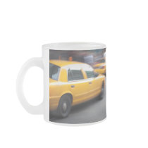 Speeding Yellow NY City Taxi Cab with Motion Blur Mug