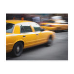 Speeding Yellow NY City Taxi Cab with Motion Blur postcards