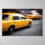 Speeding Yellow NY City Taxi Cab with Motion Blur posters
