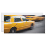 Speeding Yellow NY City Taxi Cab with Motion Blur rack cards