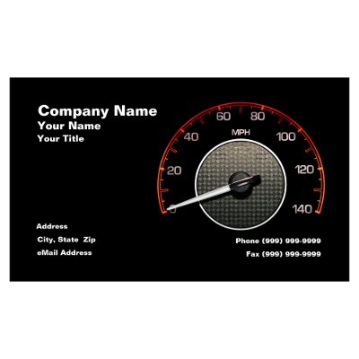 Speedometer Against Black Background Business Card Templates by GeoPappas