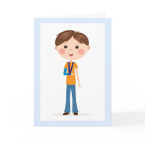 Speedy recovery - Cartoon boy with broken arm card