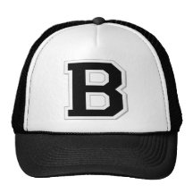 Spell it Out Initial Letter B in Black Ball Cap Trucker Hat