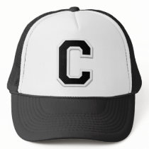 Spell it Out Initial Letter C in Black Ball Cap Hats