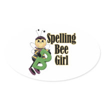 spelling bee girl bumble bee cartoon stickers