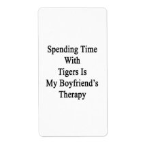 Spending Time With Tigers Is My Boyfriend's Therap Personalized Shipping Labels