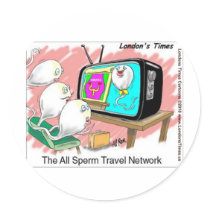 Sperm Travel Network Funny Cards Tees & Gifts Sticker