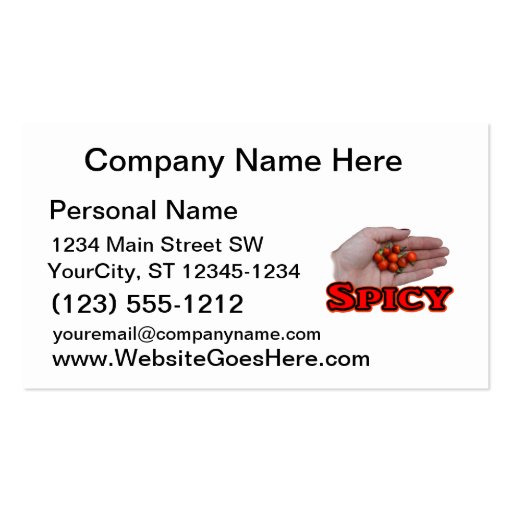 Spicy Cascabel Hot Pepper Design Business Card