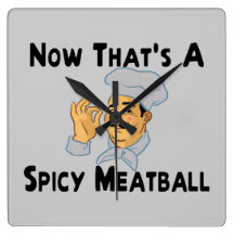 Spicy Meatball Italian Chef Square Wallclock