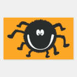 spider001_92007 HAPPY LITTLE BLACK ORANGE SPIDER C Rectangular Stickers