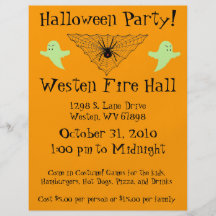 Spider Web and Ghost Halloween Party Flyer