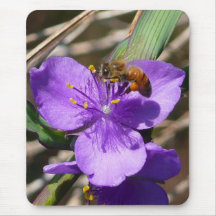 Spiderwort Flower & Bee Mouse Pad