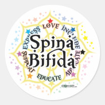 Spina Bifida Lotus Round Sticker