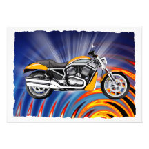 Spinning Circles with Gold Motorcycle Custom Invitations