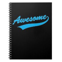 Spiral Notebook, Awesome, Athletic Swoosh, Blue
