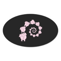 Spiral of Pink Elephants. Cartoon. Sticker