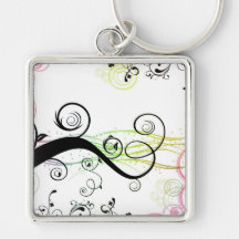 Spiral Pattern with Leaves and Circles Keychains