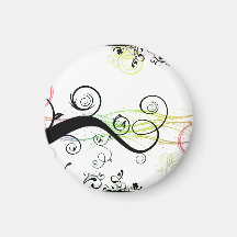 Spiral Pattern with Leaves and Circles Fridge Magnets