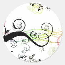 Spiral Pattern with Leaves and Circles Stickers