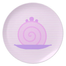 Spiral Pink Cake on Pink Stripes. Party Plate