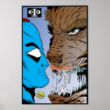 SPIRALMIND  Werewolf Faceoff pinup artwork by Bria Print