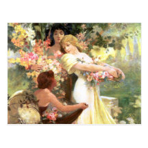 Spirit of Spring Art Nouveau Bridal Postcard