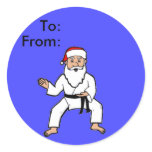 Spirit Santa Martial Arts Gift Tags Round Stickers