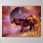 Spirits Of The Moon Wolf Art Poster/Print