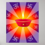 Spiritual Glowing Diwali Lamp Poster