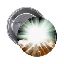 Spiritual light in cupped hands buttons