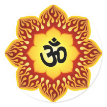Spiritual Lotus Om Design Round Stickers
