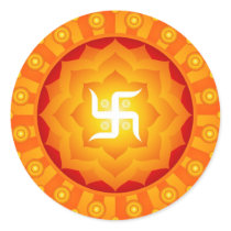 Spiritual Lotus Swastika Design Round Sticker