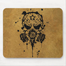 Splatter Sugar Skull with Gas Mask Mouse Pad