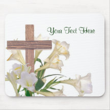 Splendid! Easter Lilies & Wooden Cross Mouse Pad