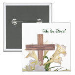 Splendid! Easter Lilies & Wooden Cross Pin