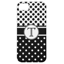 Split Black White Polka Dot Pattern Monogram