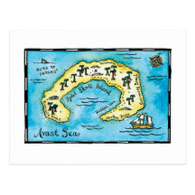Split Skull Island Treasure Map Postcard