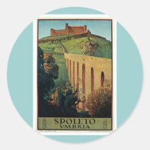 Spoleto Umbria Italy Vintage Travel Poster Art Stickers