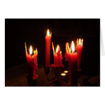 Spooky candles in the dark greeting cards