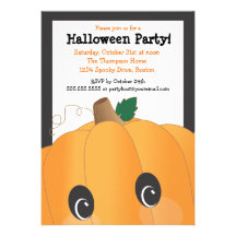 Spooky Cute Pumpkin Head Halloween Party Announcements