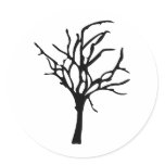 Spooky Dead Tree Round Stickers